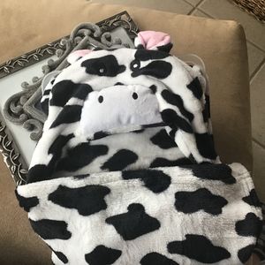 Monogrammed Cow blanket, velour, baby, shower gift